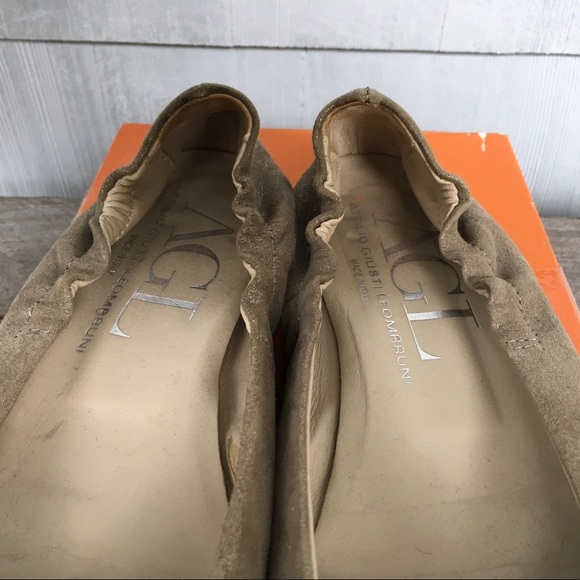 AGL Attilio Giusti Leombruni Taupe Suede Open Toe Buckle Ballet Flats Sz 38 / 8 - Picture 6 of 10